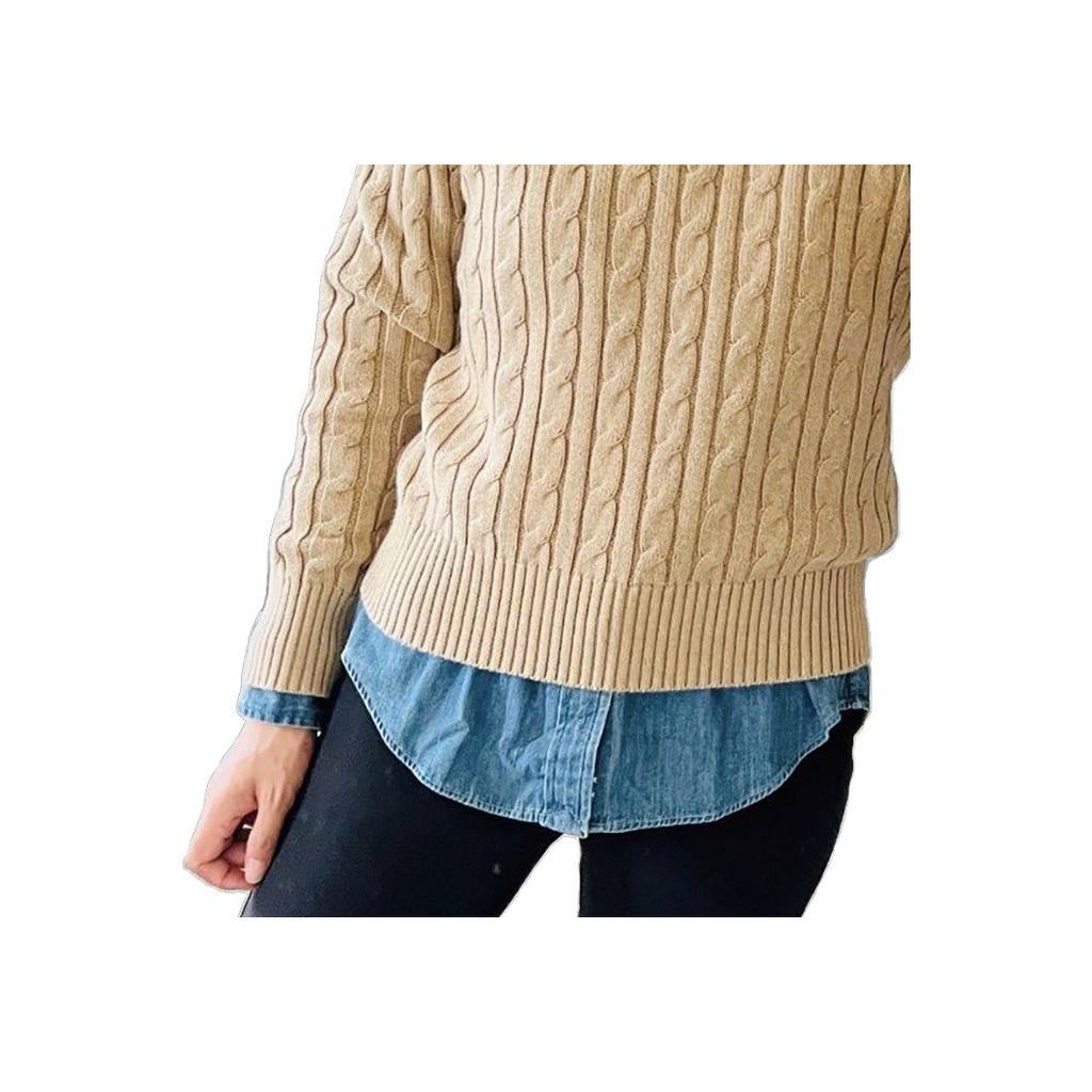 Polo Ralph Lauren Sweater Ss24 Solid Logo Cable Knit Crew Neck Casual Kids Sweater Khaki 313919397-002