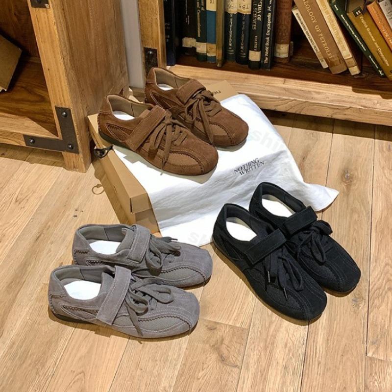 Woman Flat Shoes Fashion Lace Up Breathable Mesh Comfort Soft Sole Casual Sneakers Korean Style Versatile Ballet Female Shoes