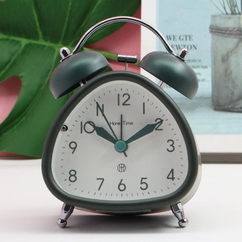 Primary and Secondary School Students Use Large Ringtone 3-inch Metal Ringing Alarm Clock for Home Bedside Silent Sweep Second Night Light Clock