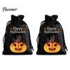 Trick or Treat Party Souvenirs 2Pcs Halloween Pumpkin Drawstring Bags for Candy Treats, Retro Burlap Rustic Linen Goodie Bags, Portable Kids