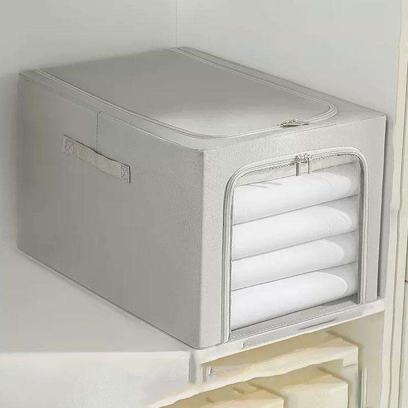 35L Clear Window Storage Box Oxford Cloth Steel Frame Foldable Closet Organizer B 1560₽