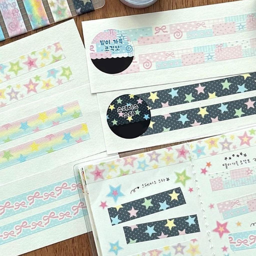 Star Pattern Decorative Tape Aesthetic Masking Tape for Scrapbooking Journal Notebook Photo Frame Phone Case Packaging