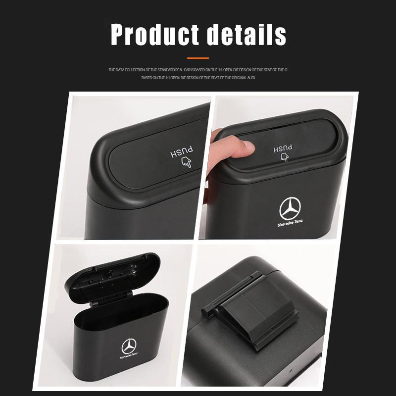 ABS Car Interior Storage Box Portable Garbage Can For Mercedes Benz AMG A C E Class W201 W210 W108 W204 W205 W203 W21 Accessory OX6