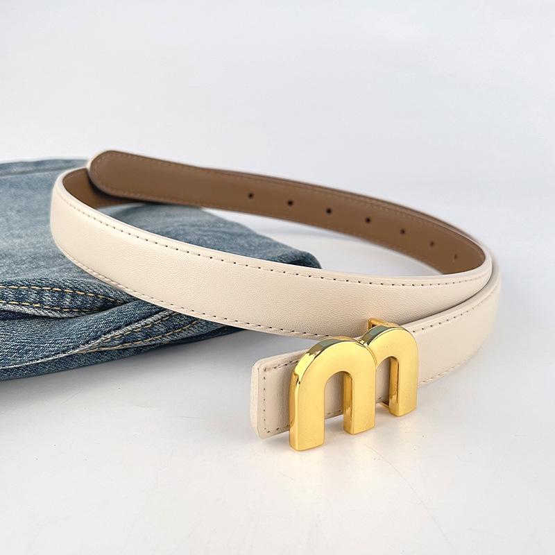 M Letter Genuine Leather Women's Belt - Versatile for Casual Pants, Skirts, and Jeans