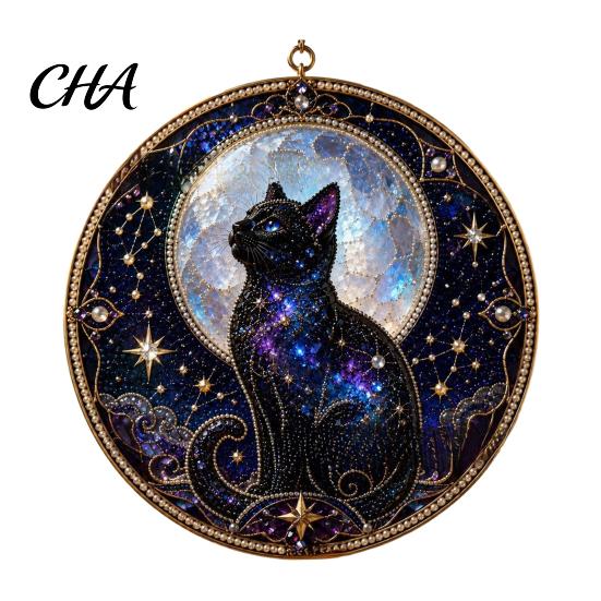 Window Hanging Decor Black Cat Diamond Art Kits for Adults Beginners, DIY Material Package, Beginner Crafting Set Painting Craft Home Wall & Supplies