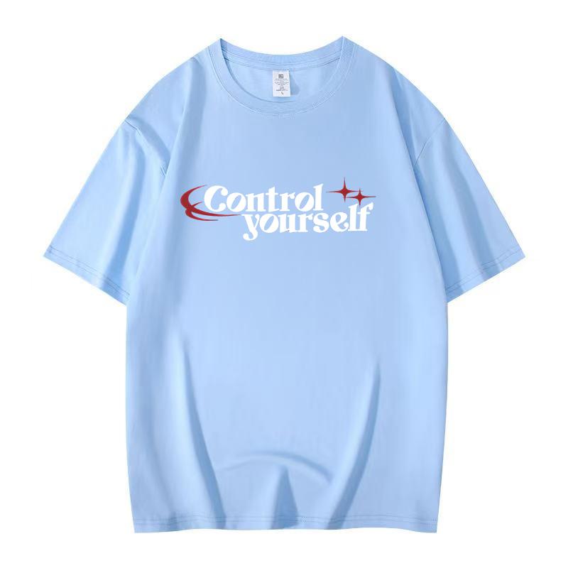 Amerikanisches Street Herren T-Shirt mit Buchstabenaufdruck, aus reiner Baumwolle, kurzärmelig, locker, lässig, mit Rundhalsausschnitt, vielseitiges Oberteil für den Alltag