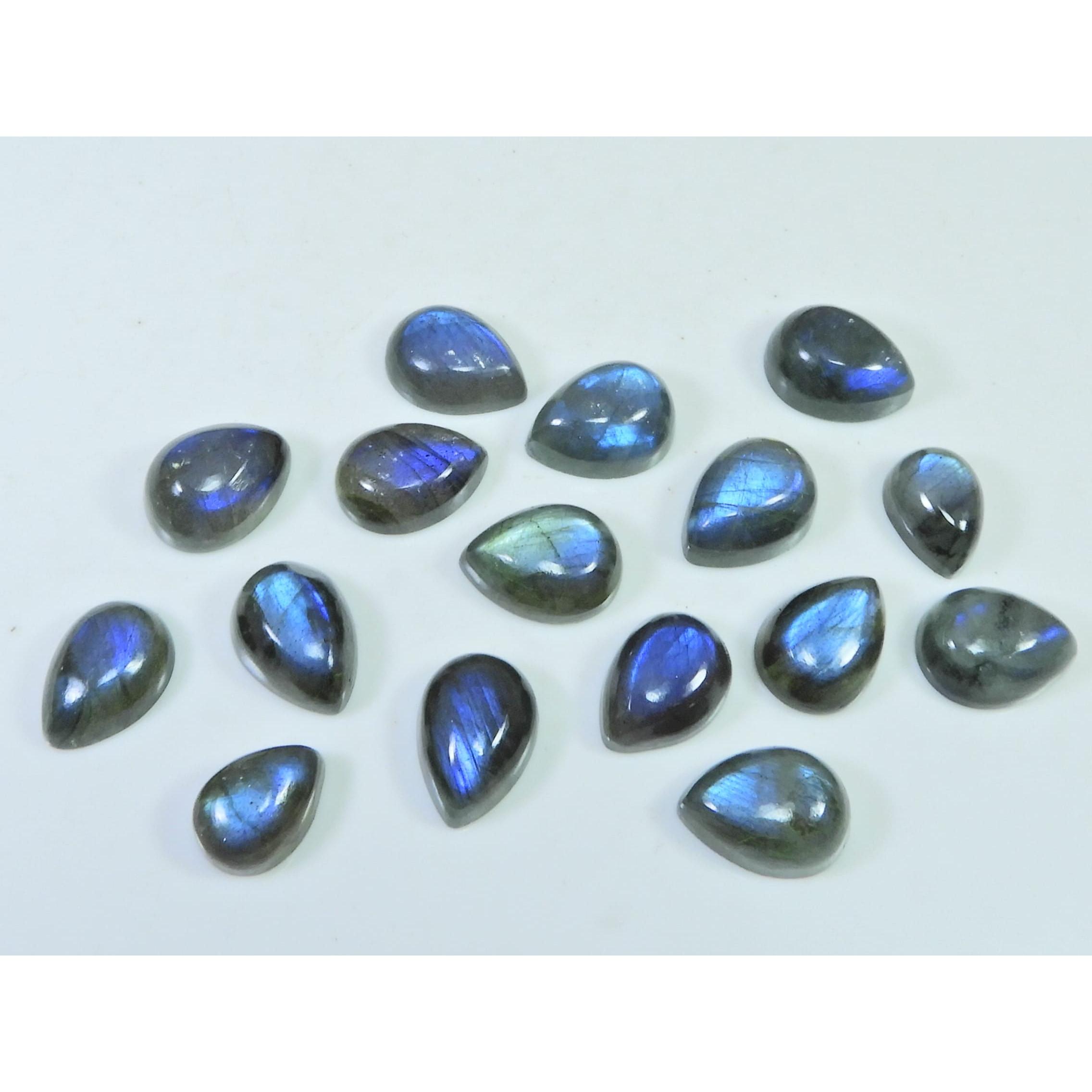 10X13MM Natural Labradorite Blue Fire Pear Cabochon Loose Gemstone 16Pcs Lot C-1104