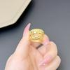 Adjustable Open Couple Rings Gold Carved Dragon Phoenix Pattern Fashion Jewelry for Wedding Gift