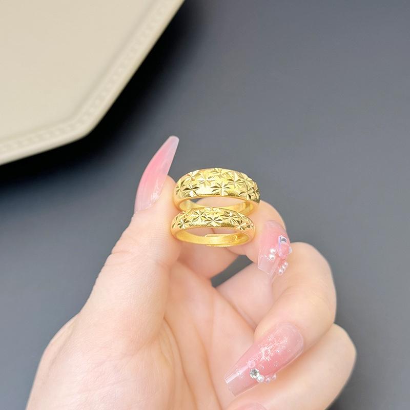 Adjustable Open Couple Rings Gold Carved Dragon Phoenix Pattern Fashion Jewelry for Wedding Gift