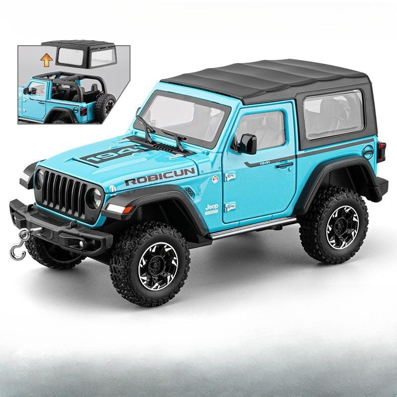 Simulation 1:24 Jeep Wrangler Metal Off Road Vehicle Model Hook Stretch Disassembly Top Canopy Boy Car Toy Gift Miniature