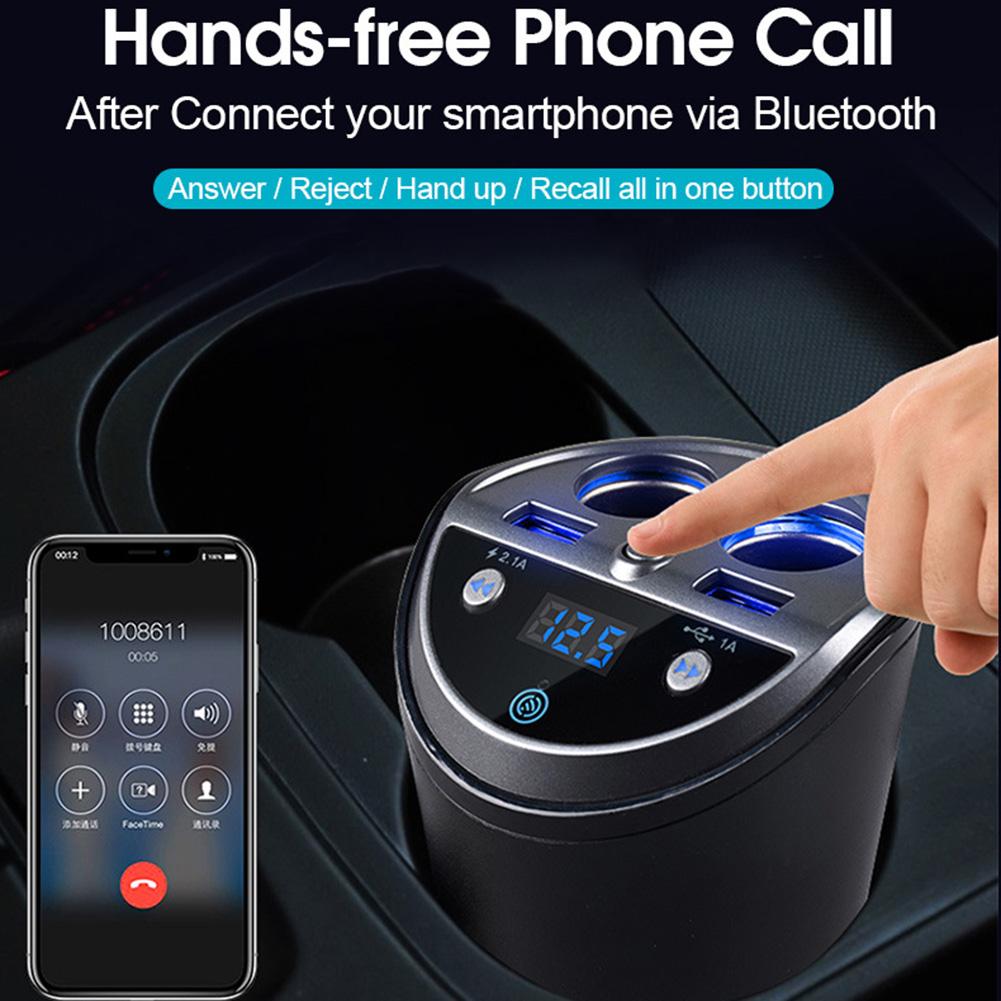 Cup Shaped Dual USB Car Charger Bluetooth Hands-free Phone Car Bluetooth MP3 Player