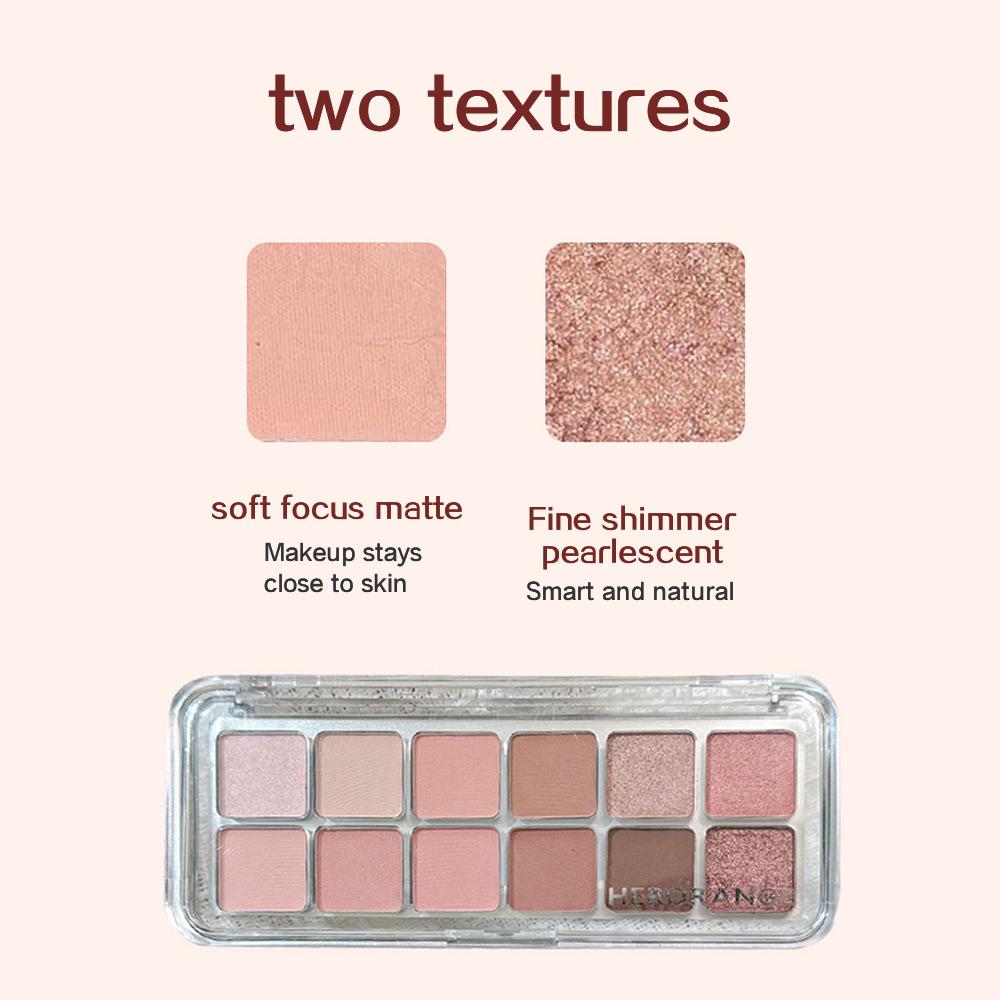 HERORANGE Artistic Twelve Color Eyeshadow Palette Pearlescent Matte Eyeshadow Popular Earth Color Daily Repair Long-lasting Color