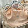 New Printed Cute Rabbit Canvas Tote Bag for Women, Korean Style Large Capacity Handheld Purse, Commuter Bag for Students