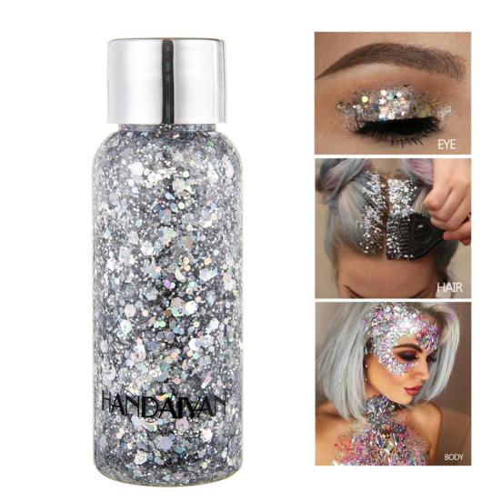 HANDAIYAn Třpytivé Flitry Nehty Vlasy Tělo Obličej Krém Gel Make-up Párty Dekorace