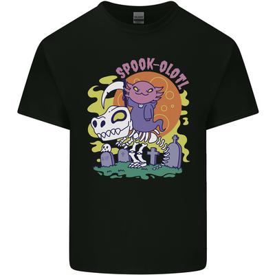 Spookolotl Divertente Halloween Axolotl Mietitore Maglietta da Uomo in Cotone Leggero