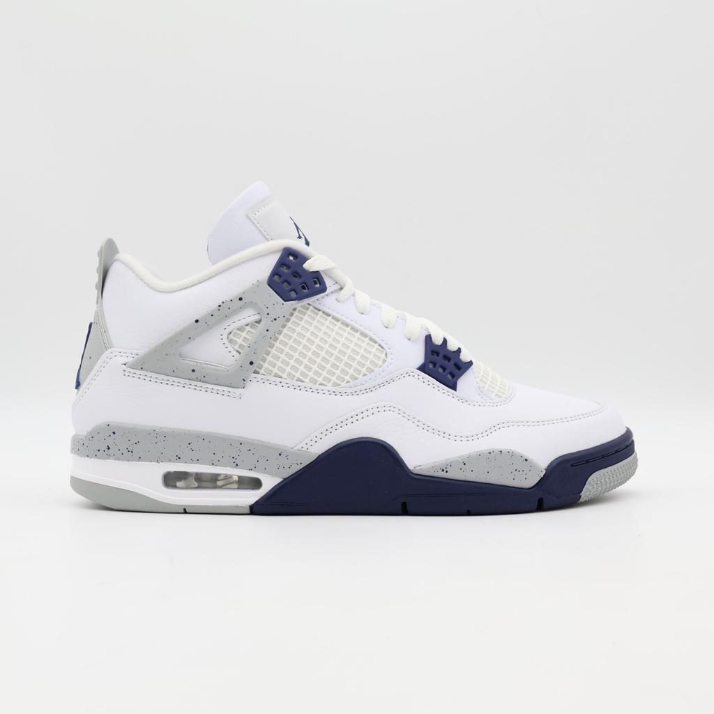 DH6927-140 Nike Air Jordan 4 Midnight Navy Grigio Fumo Chiaro Rosso Fuoco (Uomini)