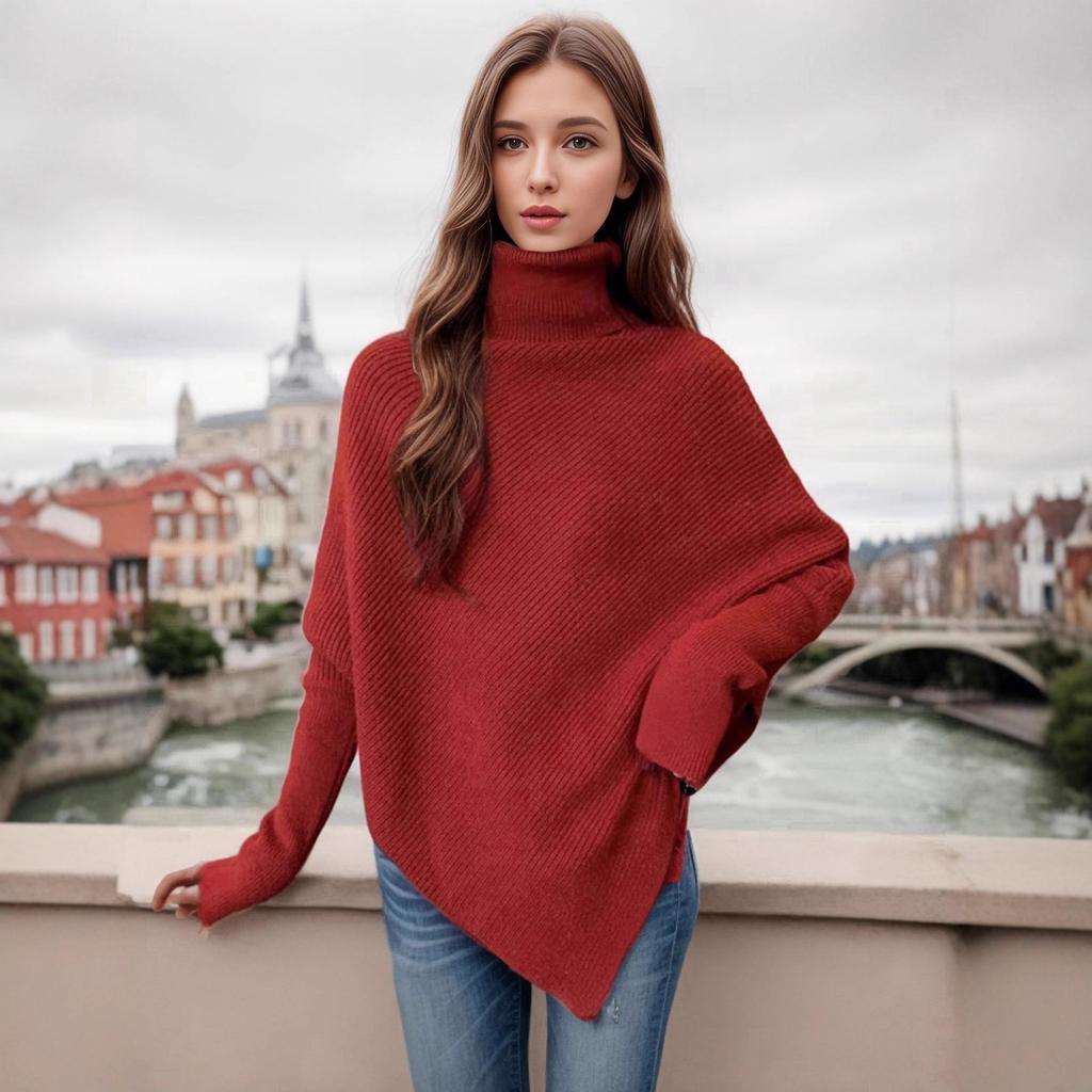 Casual Solid Knit Sweater Ladies V Neck Crew Neck Warm Daily Long Sleeve Blouse