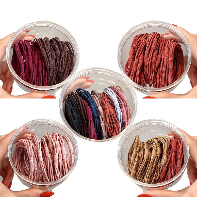 20Pcs Korean Women's Hair Tie Rubber Band simple High Elastic Durable Hair Ring Simple Temperament Hair Rope Hair Accessories