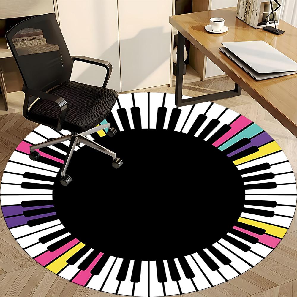 1PC Piano Keys Circle Chair Carpet for Office, Indoor Non-Slip Washable  Carpet, Soft Comfortable Mat For Office Room yy250930134