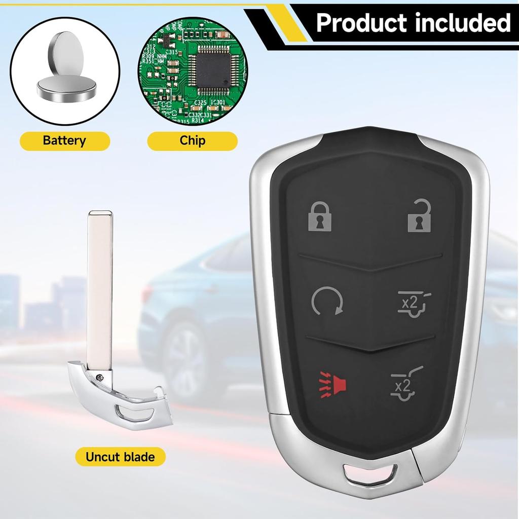 Smart Key Fob Replacement Fits for Cadillac Escalade 2016 2017 2018   Cadillac ESV 2015- Proximity Car Keyless Entry Remote Control 315Mhz HYQ2AB
