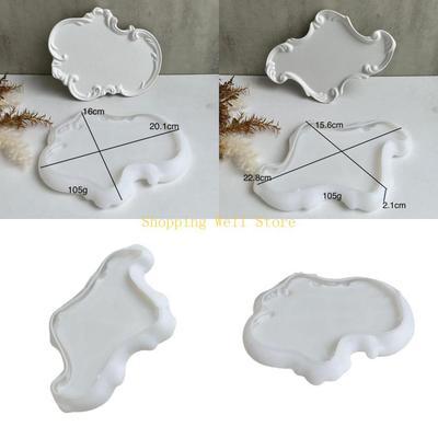 KX4B Gypsum Cement Mold European Lace Relief Tray Resin Mould DIY Irregular Storage Dish Silicone Concrete Molds