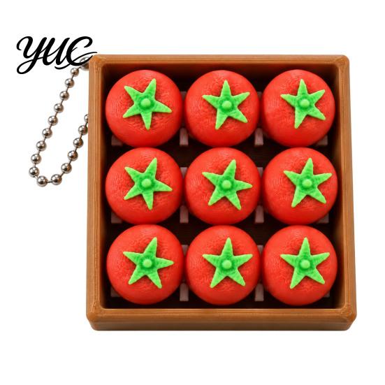 Stress Relief Toys 3D Printed 9-Square Fidget Clicker Toy, Simulation Fruit Cookie Pressing Portable Desk Fidgets Keychain, Click Desktop Ornament,