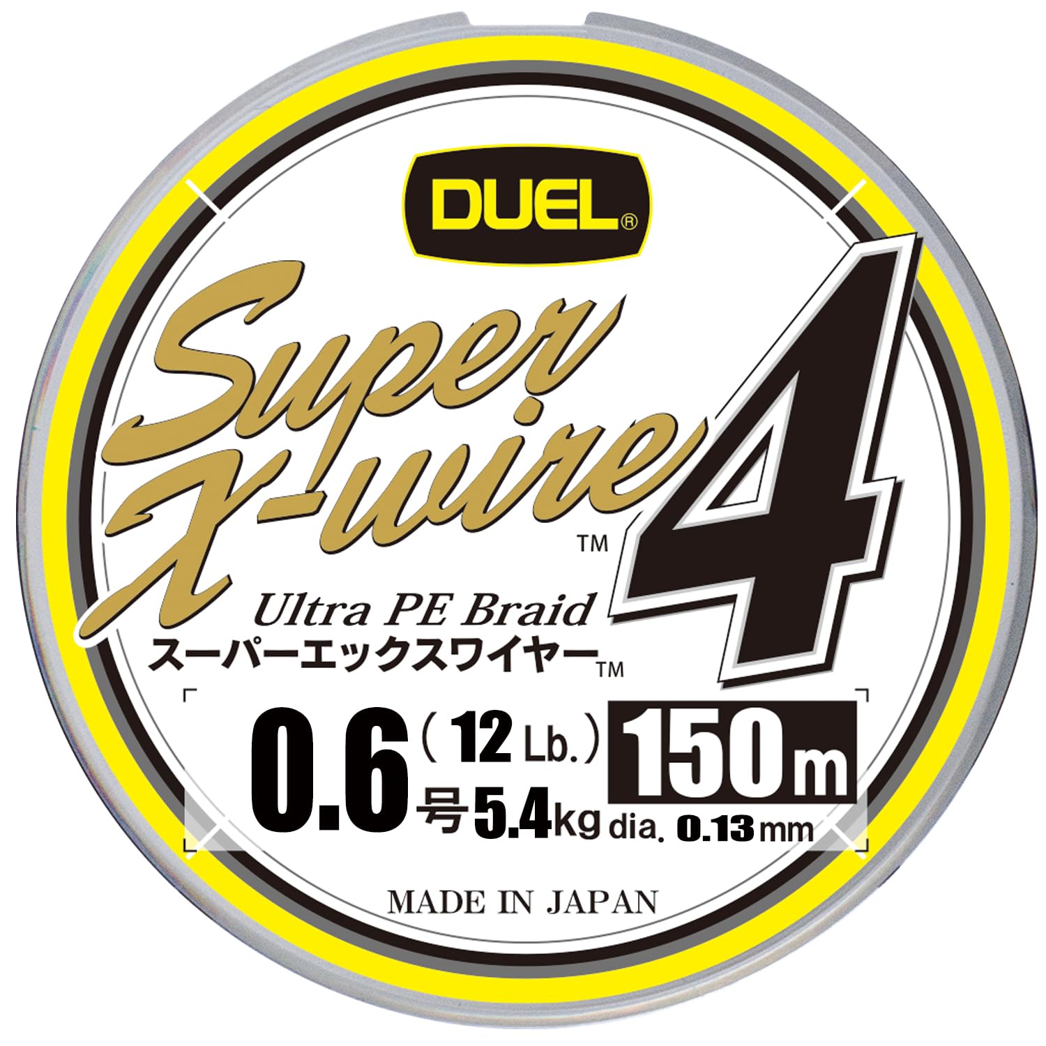 

DUEL Super X Wire 4 PE Fishing Line High 5 [High Strength, Sensitivity] 0.6, 150m, Colors/Yellow Marking, H3585N-5CR