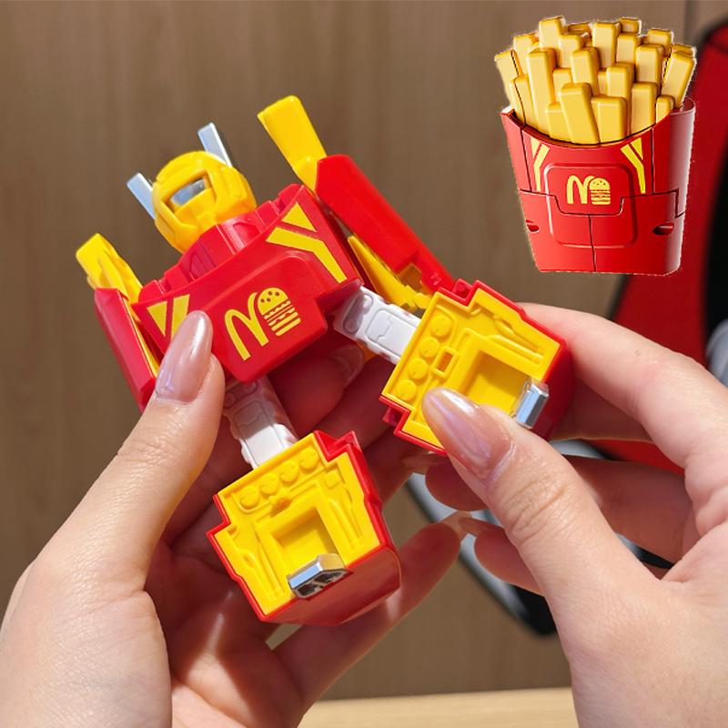 Transform Mech Model Toy Dual Form Transform Robot Toy Simulation I Cream, Fries, Burger Play House Children's Surprise Gift