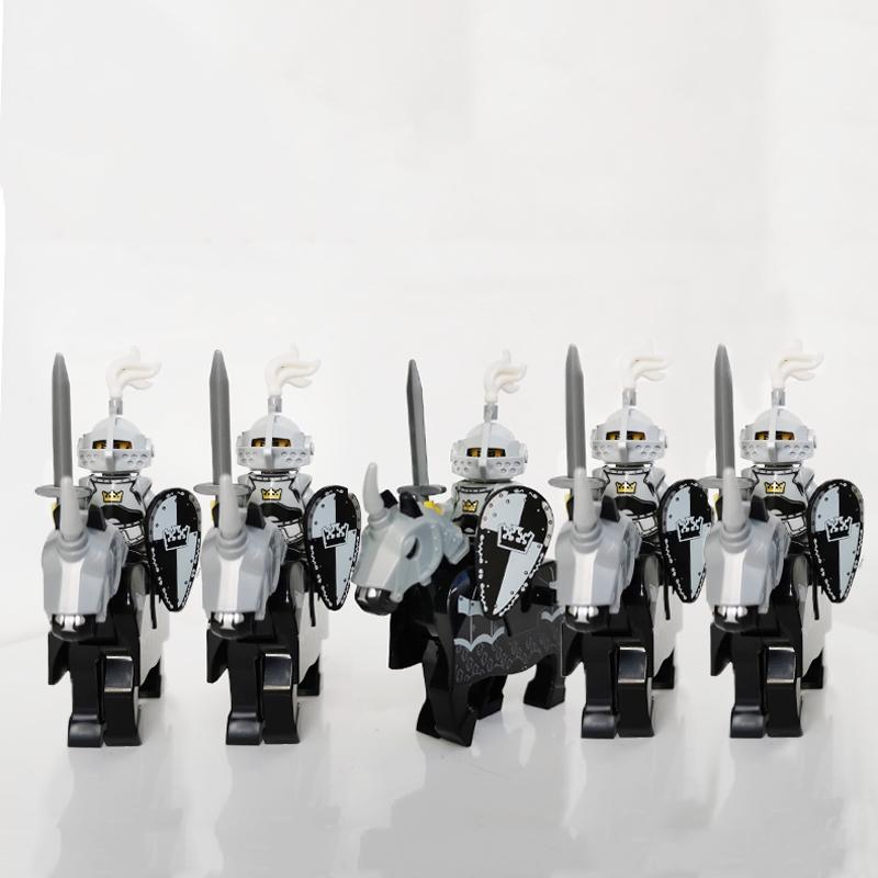 5 Sets Mittelalterliche Burg Ritter Dunkler Sauron Schlacht Fünf Heere König von Rohan Römischer Soldat mit Pferdefigur Bausteine Kinderspielzeug