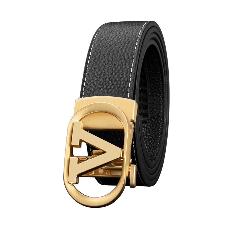 

LUCKY LION Men s Top-Grain Leather Automatic Buckle Belt
