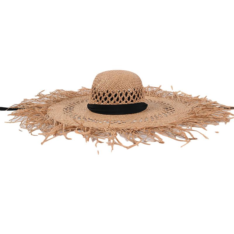

Соломенная шляпа женская, летняя, с большим карнизом, для пляжного отдыха, фото, солнцезащитный крем, соломенная шляпа, индивидуальная складная пляжная шляпа в европейском стиле 56-58cm
