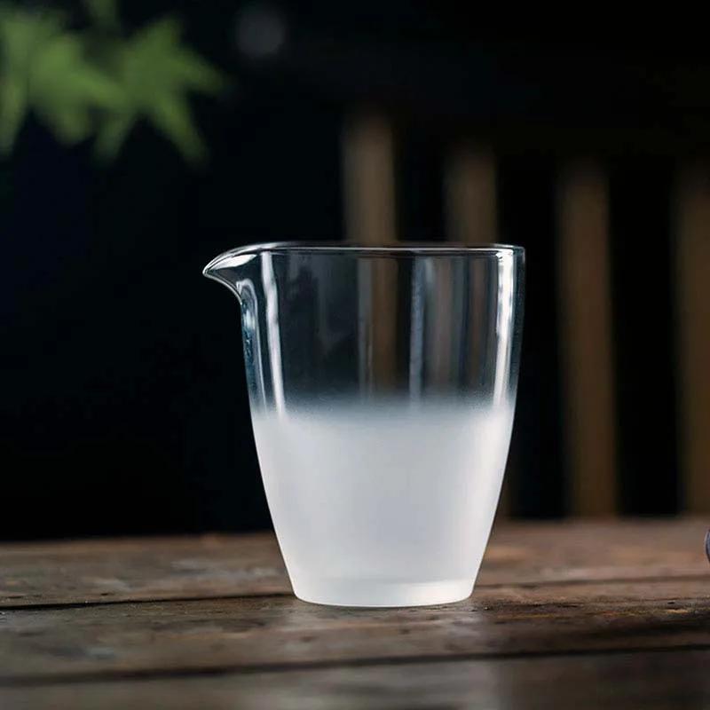 Japanese Style Fair Cup, Transparent Semi Frosted Glass Teacup Tea Dispenser Gongfu Tea Set Accessories 170ml