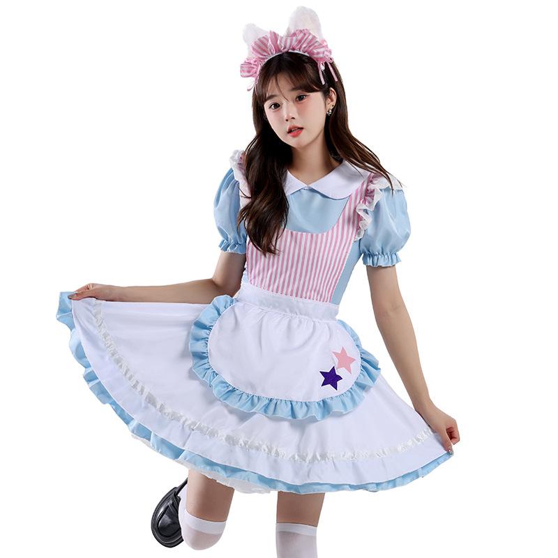 Japanese cute blue sexy cat maid dress cafe maid dress work dress