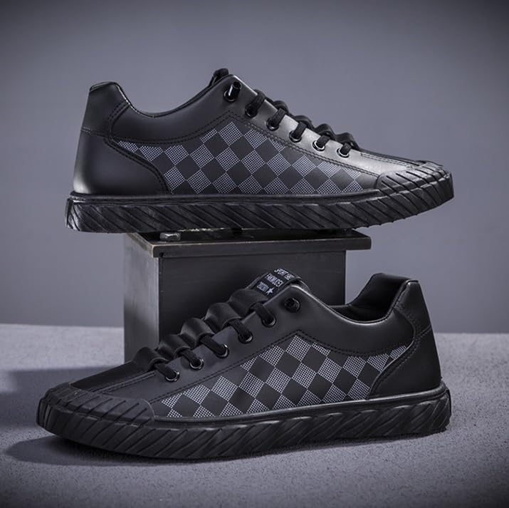 FleurUneffe S81 White Block Check Cool Hip Dance Size Men's Sneakers, Low-Top Pattern, Stylish, Popular, Fall/Winter Shoes, Streetwear, Hop, (S81 cm)