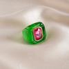Y2K Classic Acrylic Resin Ring Candy Color Big Dome Plain Ring Geometric Ring  Travel