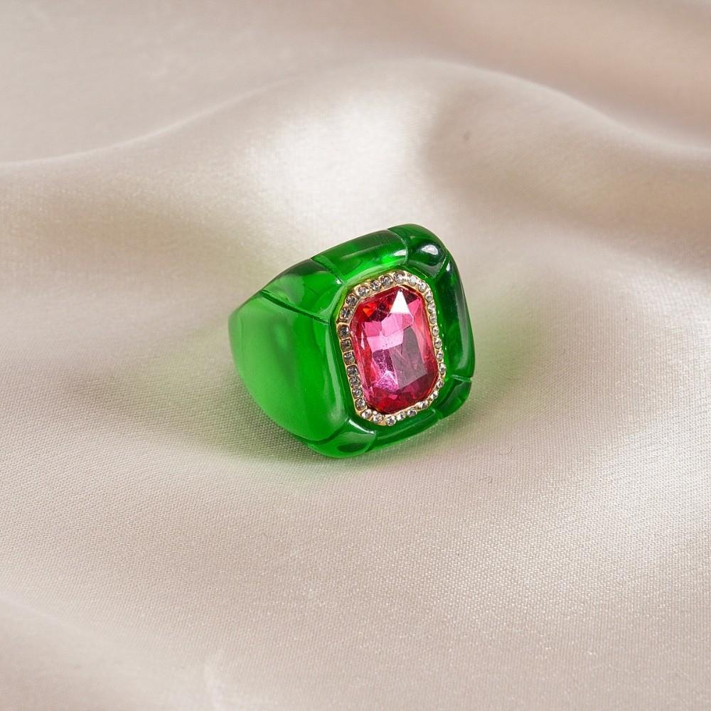 Y2K Classic Acrylic Resin Ring Candy Color Big Dome Plain Ring Geometric Ring  Travel
