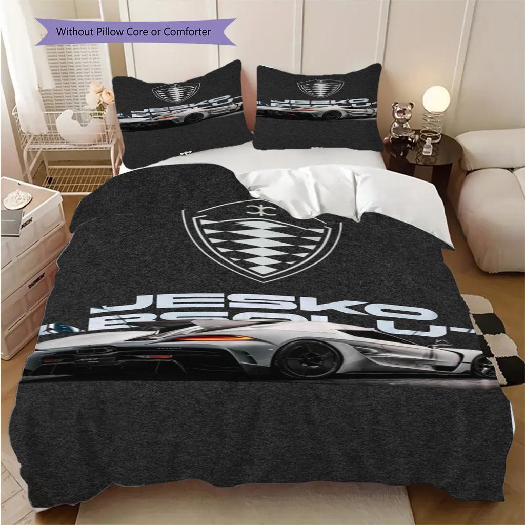 Koenigsegg Jesko Elegance Set a tre pezzi (1 * copripiumino + 2 * federa, senza nucleo) Copripiumino e federa 2D piatti Morbidi e comodi
