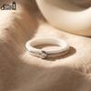 Effie Queen Stainless Steel Metal Ceramic Finger Ring Waterproof Minimalist Texture Dainty Zircon Ring Jewelry Accessories STTR