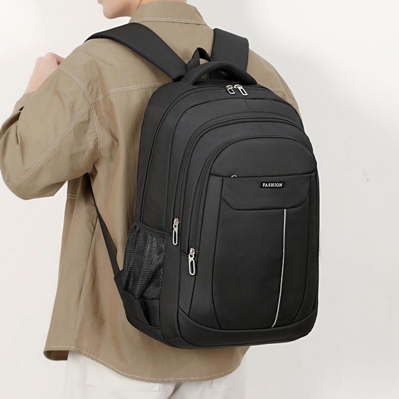 Functional School Bag Backpack with Multiple Zipped Compartments Mesh Side Pocket