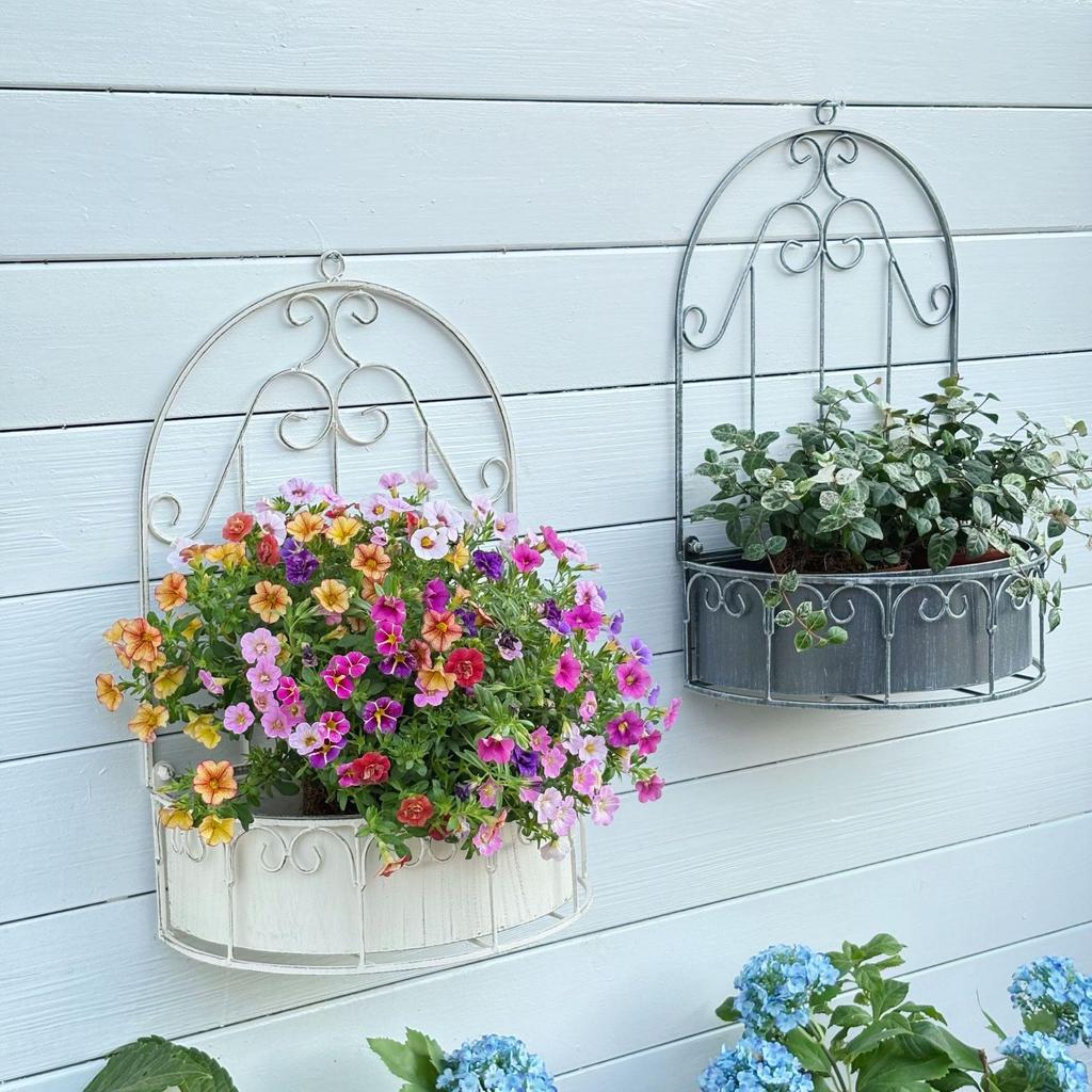 Wrought Iron Wall-Mounted Detachable Flower Pot for Garden or Balcony Decor