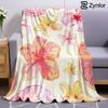 Tropical Hibiscus Shell Cartoon Anime Print Flannel Blanket Soft Warm Throw for Kids Bedroom Sofa Bed Christmas Office Car