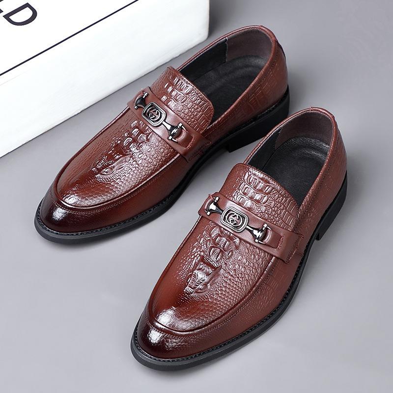 New First-layer Cowhide Men's Leather Shoes Business Dress Gentleman Pointed Men's Shoes Leather Men's Shoes Soft
