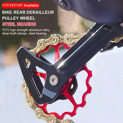 Bicycle Rear Derailleur Pulley Guide Wheel Steel Bearing 11T/13T/15T Bicycle Alloy Guide Wheel Mountain Road Bike Parts