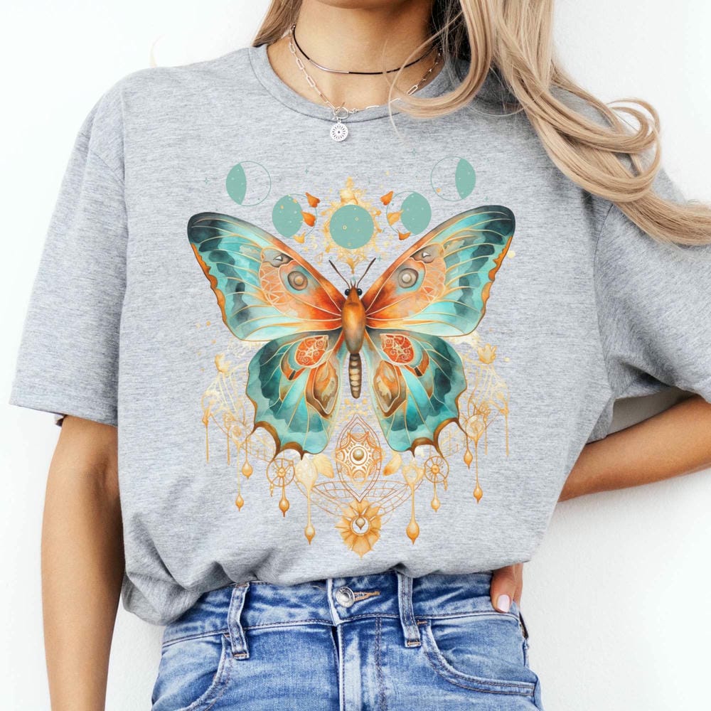 Butterfly Cottagecore Print TShirt Vintage Dark Acedemia Fantasy Y2K Unisex Shirt Casual Daily Short Sleeve Shirt Streetwear