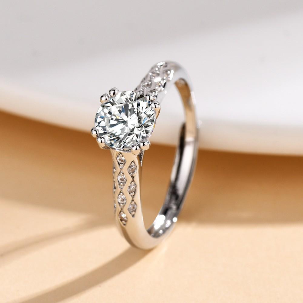 TikTok Influencer Inspired Moissanite Six-Prong Wedding Ring for Women - One Carat Jewelry