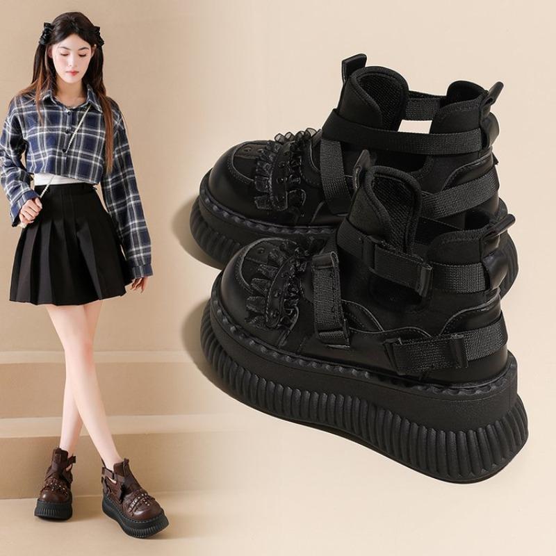 Retro Women's Summer 2026 New Cutout Breathable Booties Platform Heightened Big Toe Sandals
