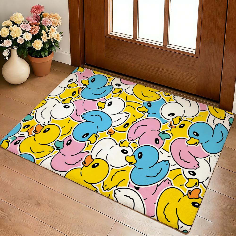 Covoraș de podea din cauciuc cu rață de desene animate, covoraș moale, gros, antiderapant, din flanelă confortabilă, pentru decorul camerei de zi, dormitorului, bucătăriei, covoare