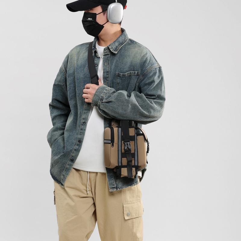 Outdoor Shoulder Bag Men Solid Color Shoulder Bag Business Backpack