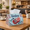 1pc Vintage Mediterranean Tissue Box - Multi-functional Napkin Dispenser, Two Sizes Available Made of Durable Polyester, Decorated with Sardine Tin, S