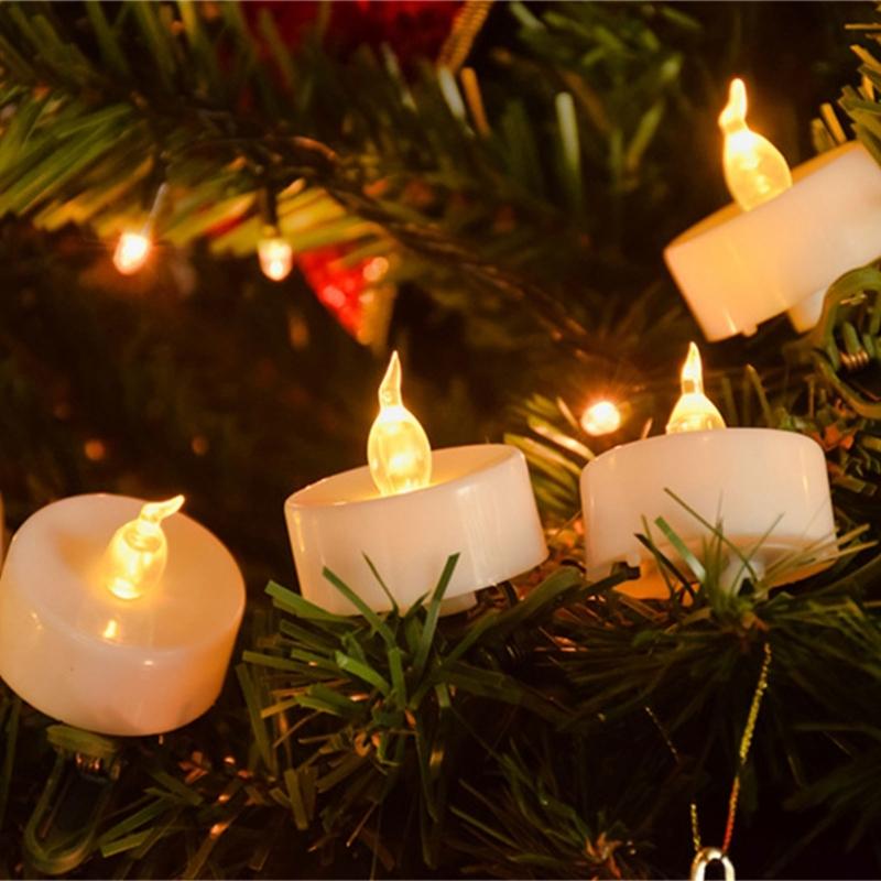12 Count Clip Flameless LED Tealight Realistic Flame Decoration For Vases Tables Reusable Battery Candle